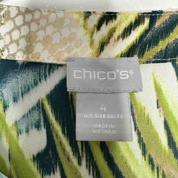 Chicos Snake & Tropical Print Tunic Top Size 2XL Bracelet Sleeve Y Neckline - Picture 3 of 9